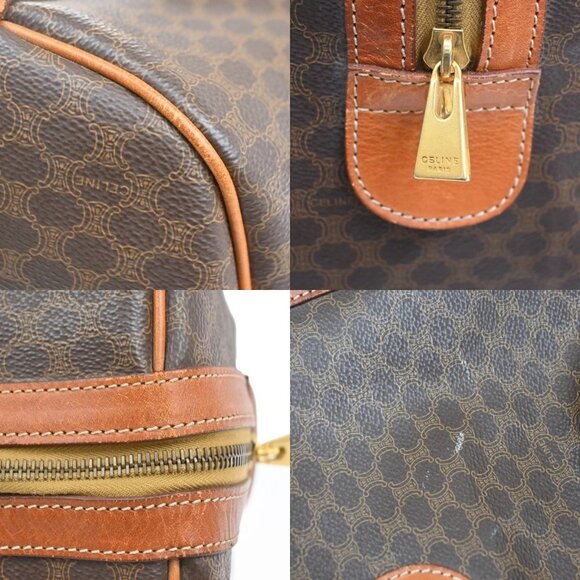 CELINE Logo Macadam Pattern Travel Hand Bag PVC Leather Brown GHW Italy - Picture 7 of 14